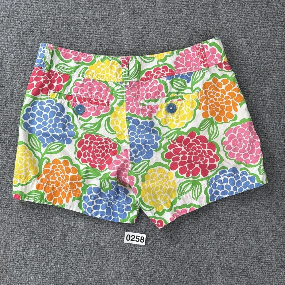 Lilly Pulitzer Shorts Womens 0 Callahan Minnie Zinny Print Cotton Floral Bright‎